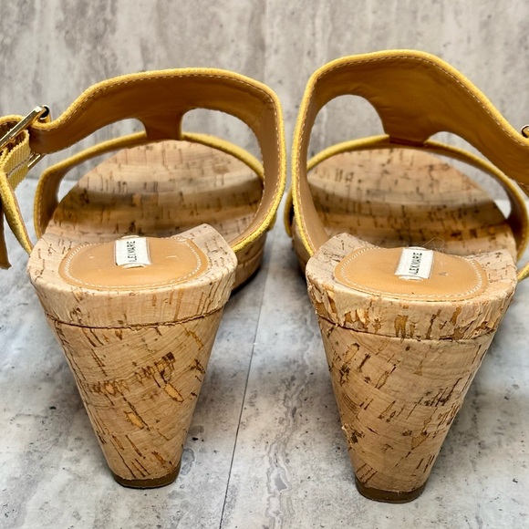 Alex Marie Issodore Lulu Zest Yellow Leather Wedge Heels Sandals 10M - Picture 7 of 11